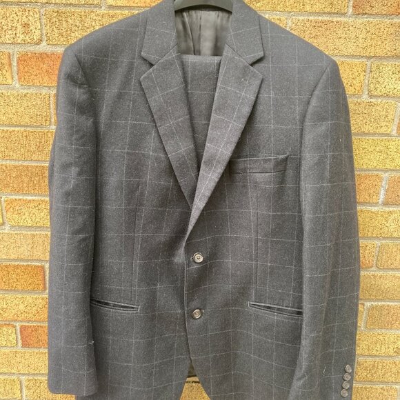 Vintage 90s Cashmere Wool Lauren Ralph Lauren Striped Suit Jacket 42R Pants 36R - Picture 13 of 16